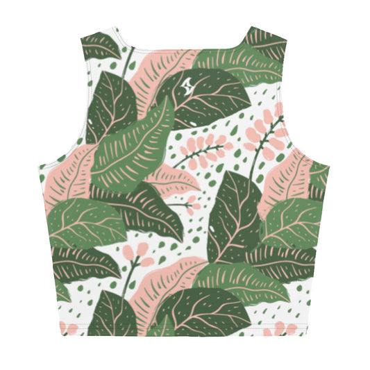 Womens Sleeveless Crop Top: Palm Leaf Flora