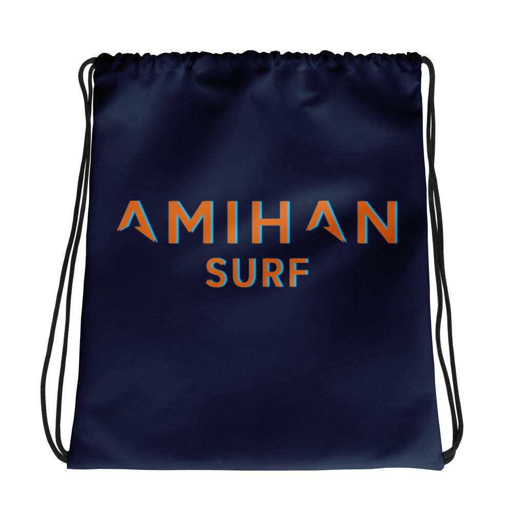 Drawstring Bag: Navy w/ Orange & Blue Logo