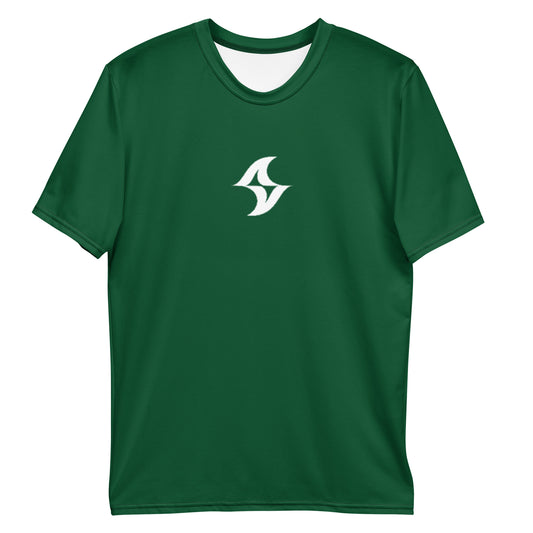 Mens T-shirt - Forest Green w White Thunderbolt