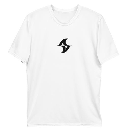 Mens T-shirt: White w/ Thunderbolt Black