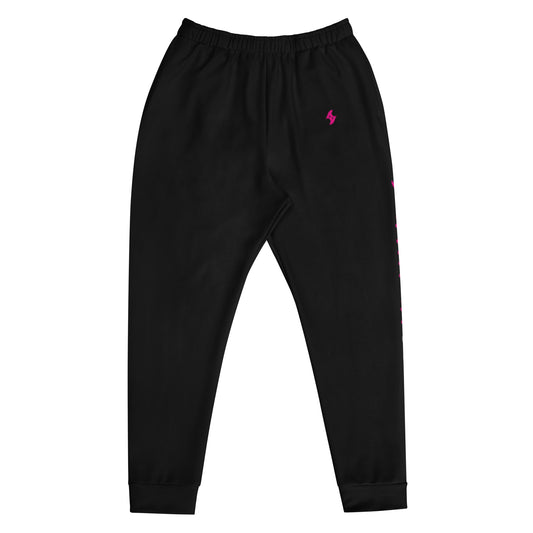 Mens Joggers: Black w/ Pink Logo