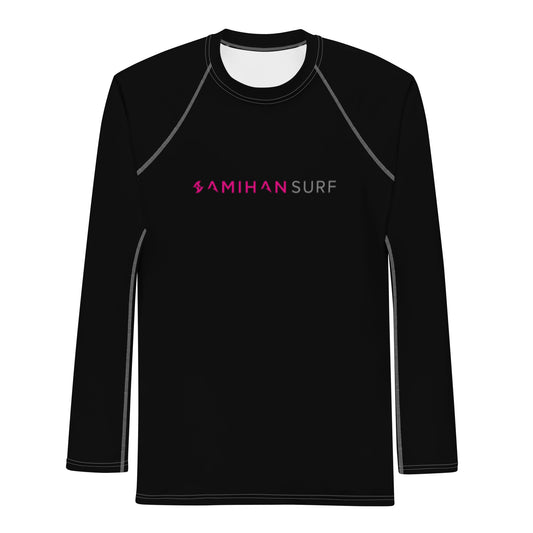 Mens Rash Guard: Amihan Surf Pink Logo