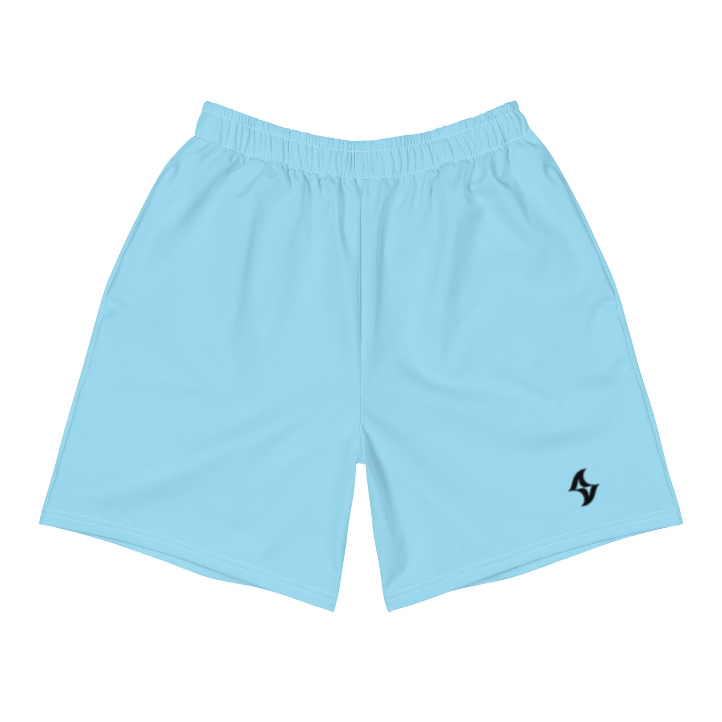 Mens Athletic Long Shorts: Columbia Blue w/ Black Logo