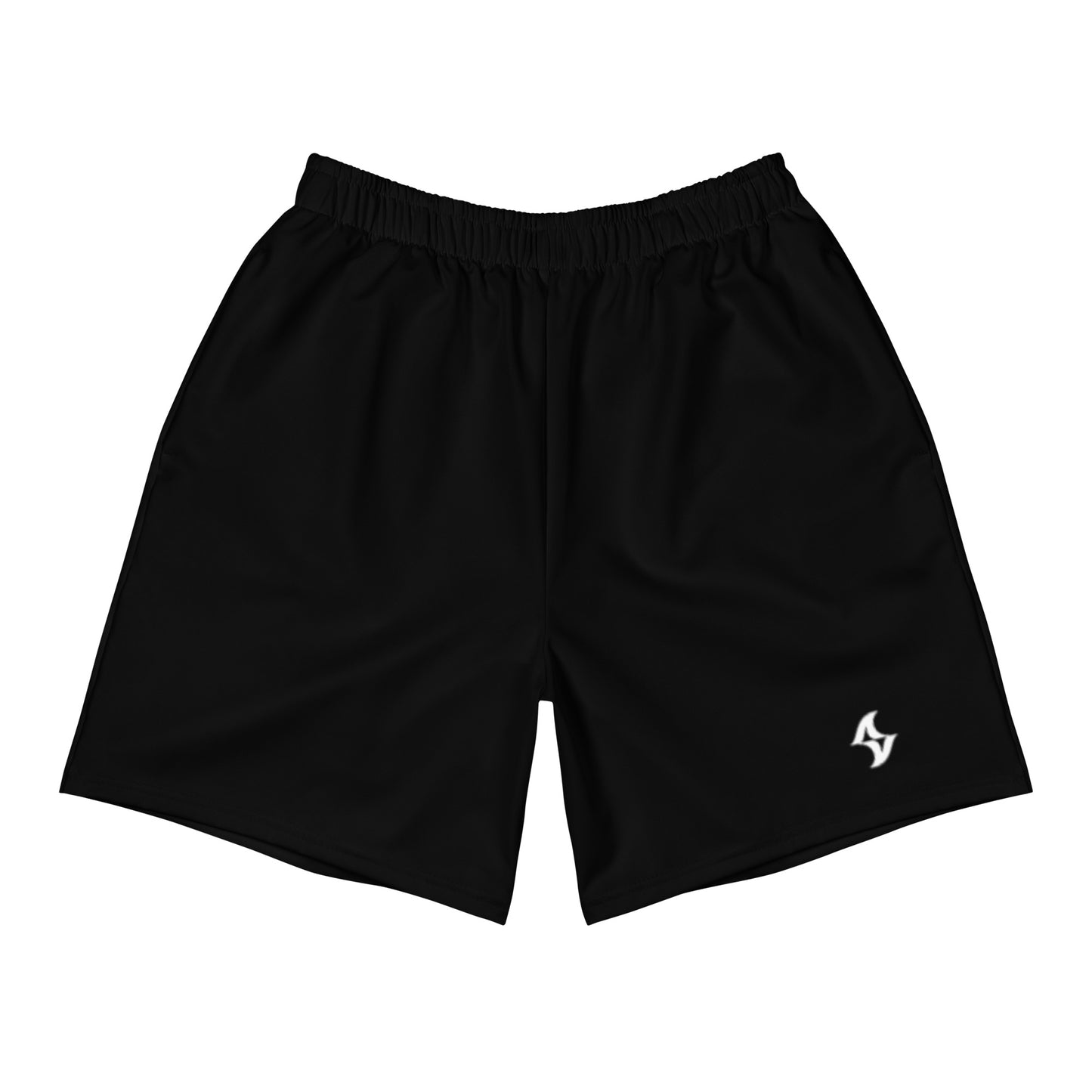 Mens Athletic Long Shorts: Black w/ White Logo