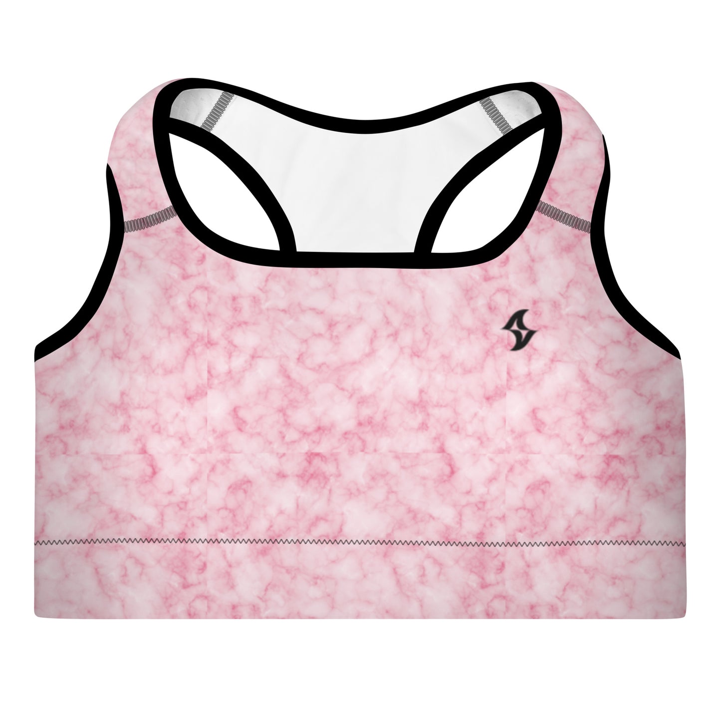 Womens Padded Sports Bra: Pink Marble