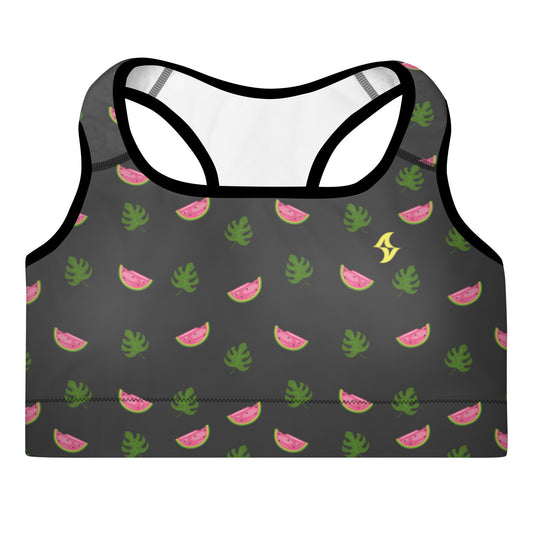 Womens Padded Sports Bra: Watermelon Eclipse