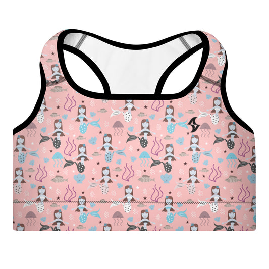 Womens Padded Sports Bra: Mermaid Pink