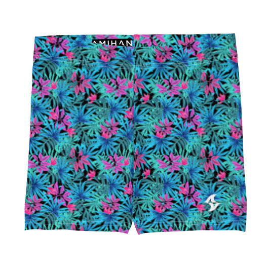 Womens Shorts: Blue & Pink Floral