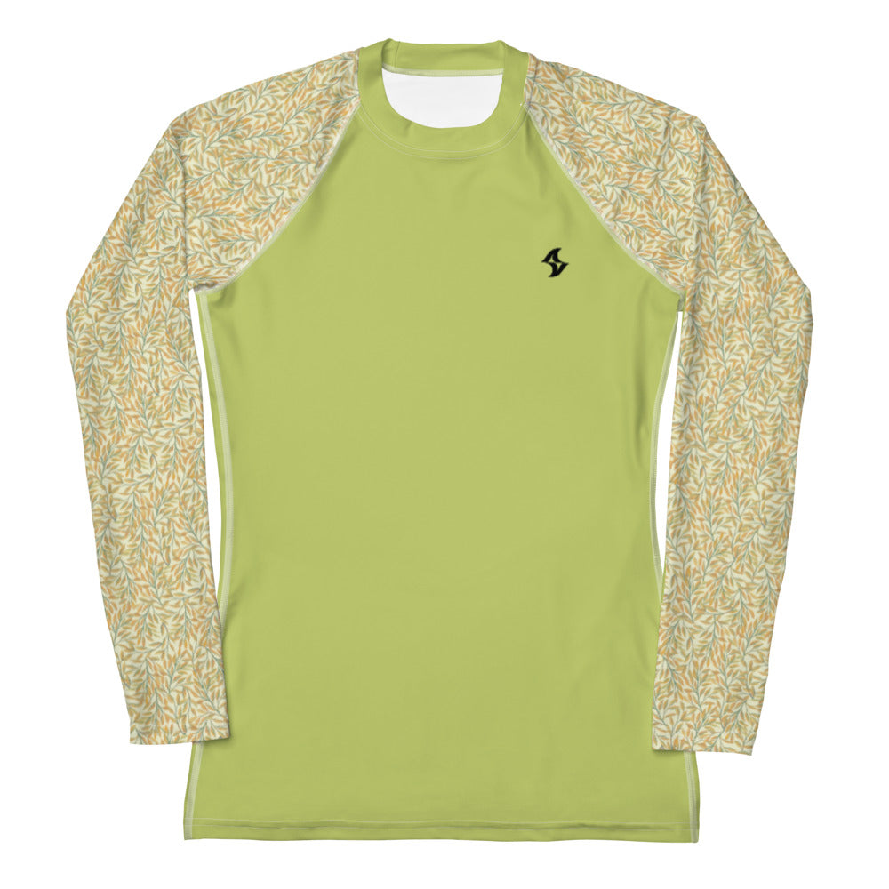 Womens Rash Guard: Green Willow