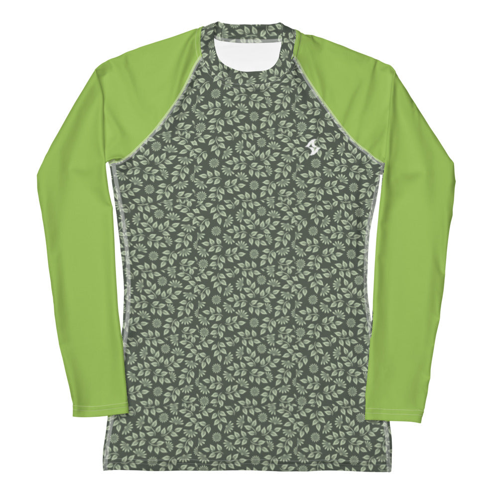 Womens Rash Guard: Green Conifer