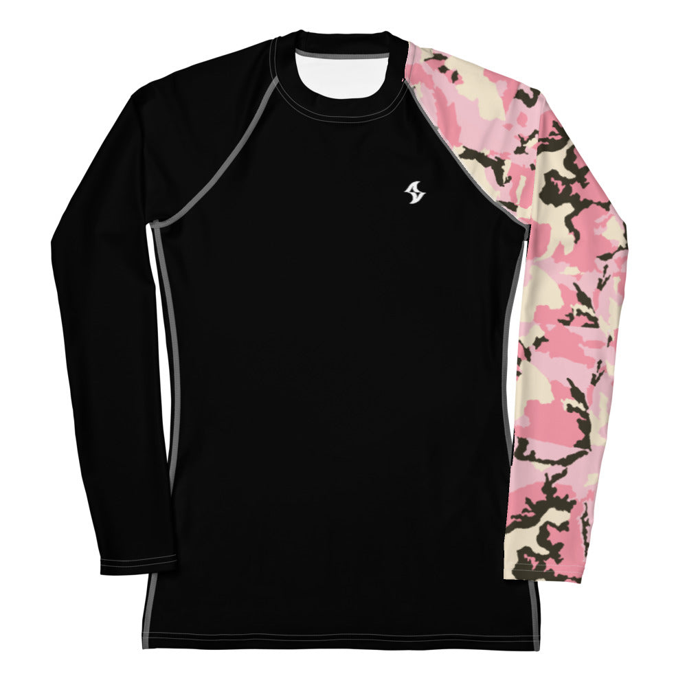 Womens Rash Guard: Camouflage Pink