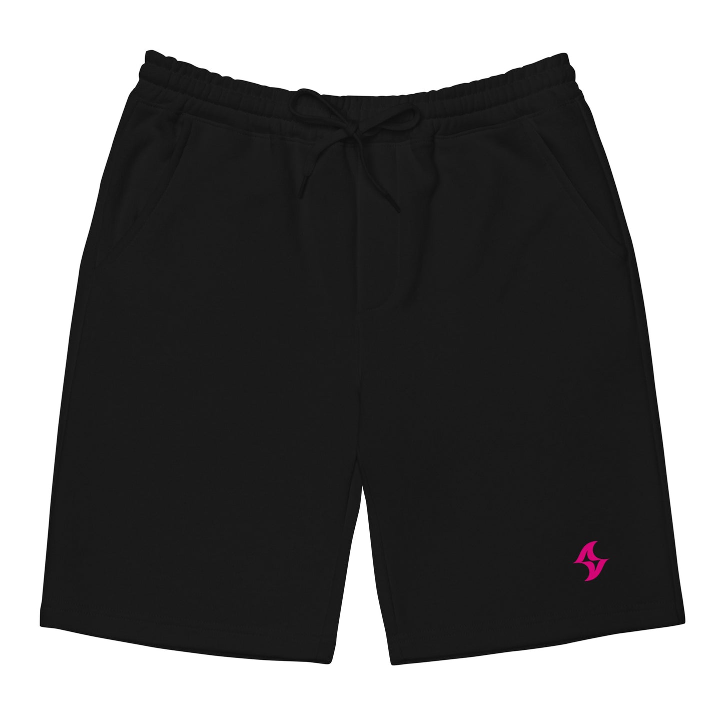 Men's Black Fleece Shorts: Pink Evolve Logo