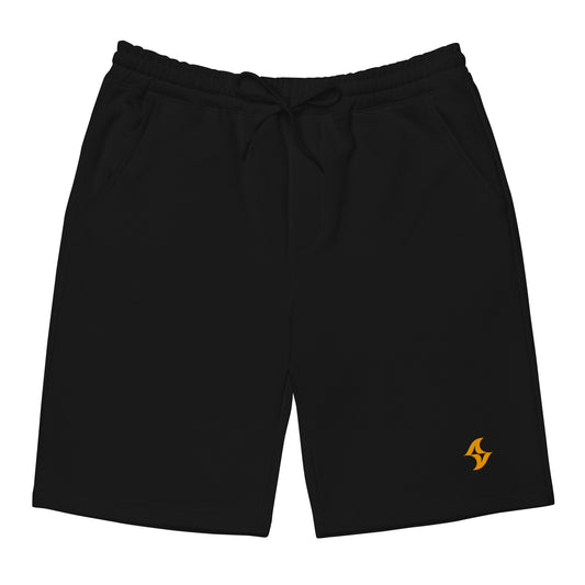 Men's Black Fleece Shorts: Orange Evolve Logo