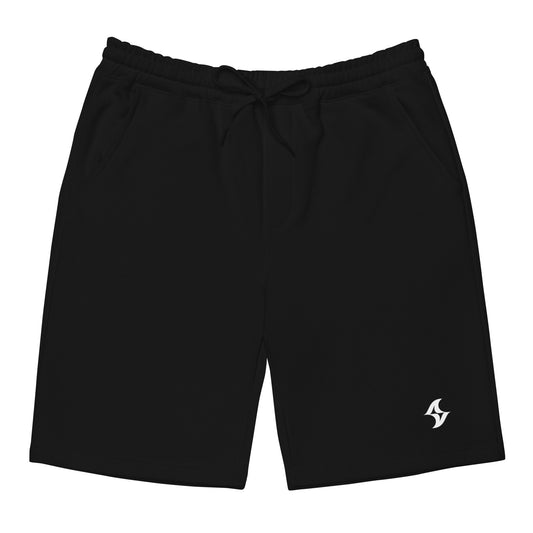 Men's Black Fleece Shorts: White Evolve Logo