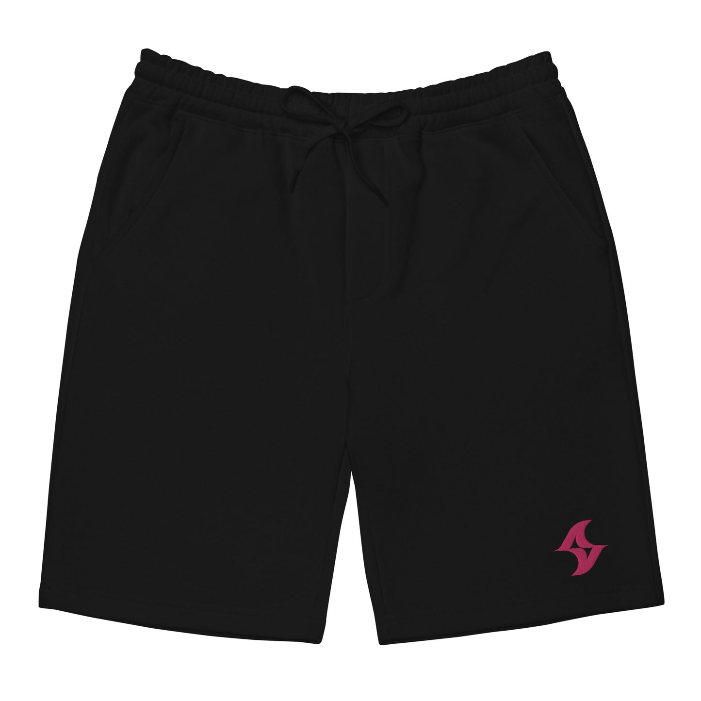 Men's Black Fleece Shorts: Pink Logo