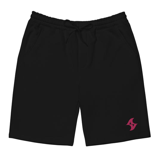 Men's Black Fleece Shorts: Pink Logo