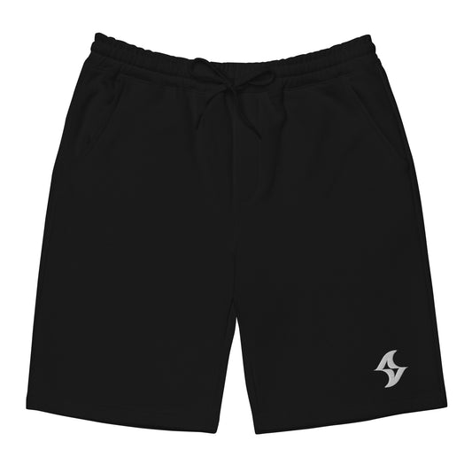 Men's Black Fleece Shorts: White Logo