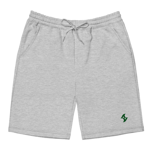 Men's Grey Fleece Shorts: Dark Green Evolve Logo