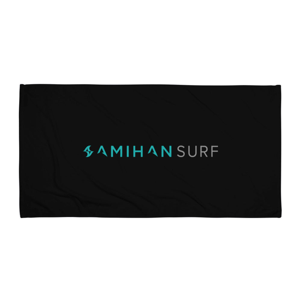 Amihan Surf Towel: Classic Black w/ Teal Logo