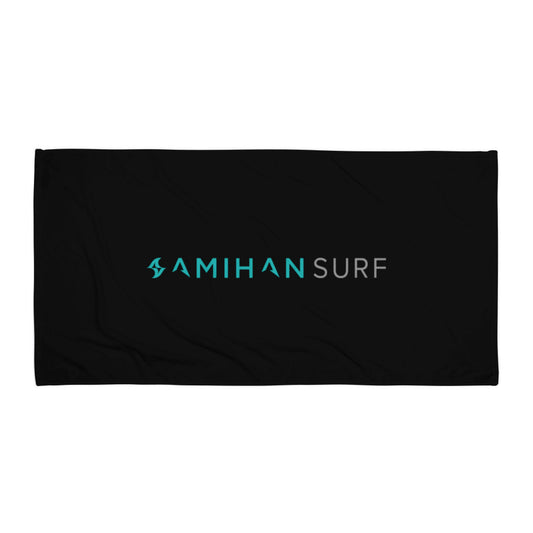 Amihan Surf Towel: Classic Black w/ Teal Logo