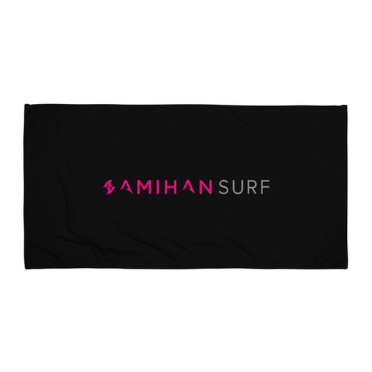 Amihan Surf Towel: Classic Black w/ Pink Logo