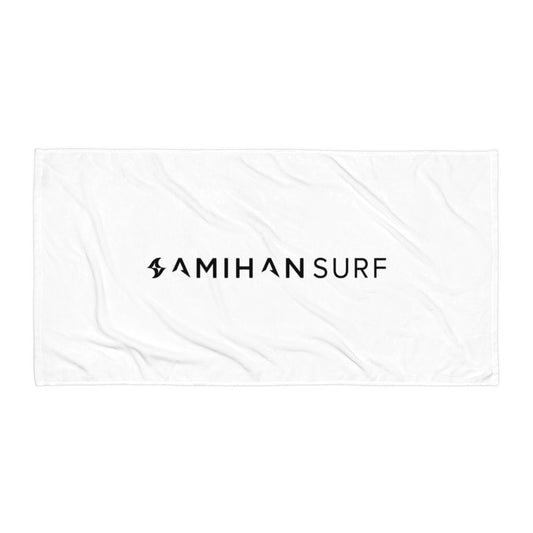 Amihan Surf Towel: Classic White w/ Black Logo