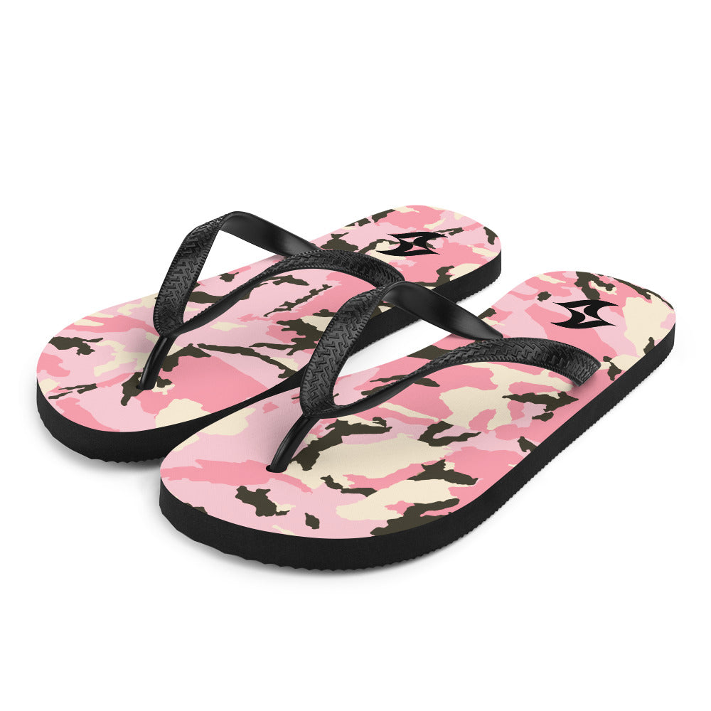 Flip-Flops: Pink Camouflage w/ Black Logo