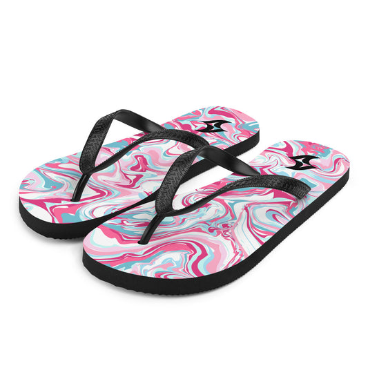 Flip-Flops: Pink Marble w/ Black Logo