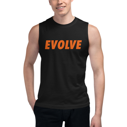 Muscle Shirt - Navy w/ Orange Logo